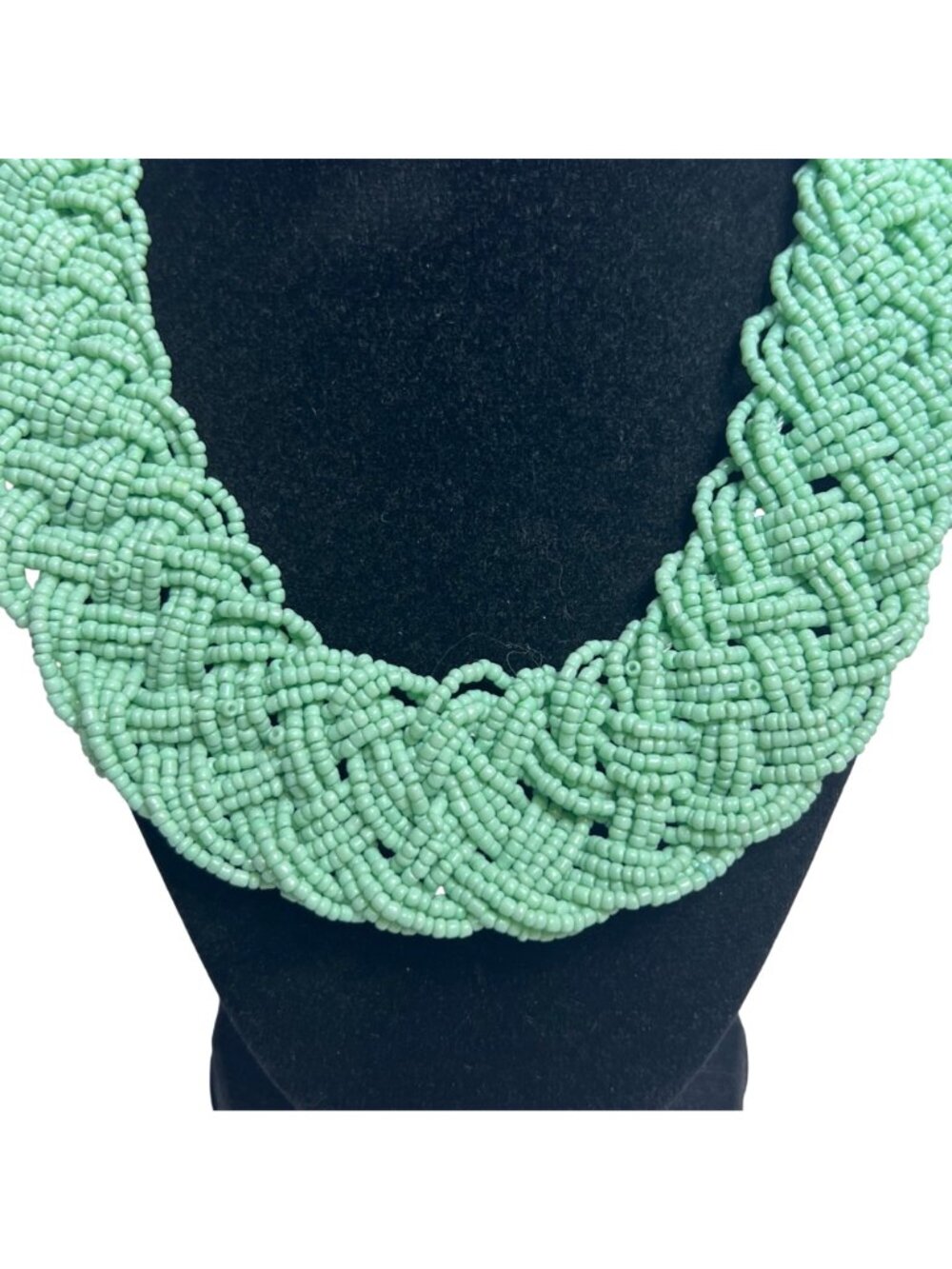 Mint Green Beaded Tribal Inspired Collar Necklace (6405) - Picture 2 of 4